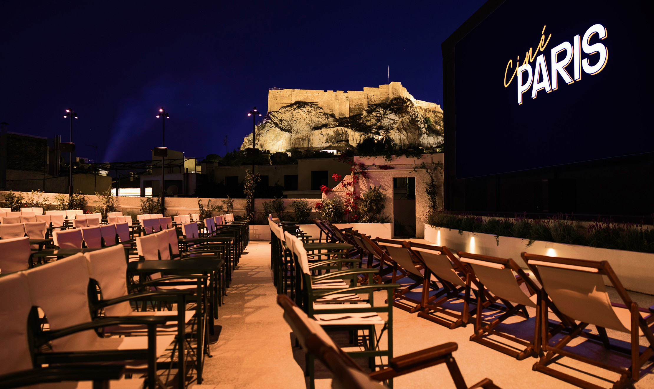 Open-Air Cinema in Athens with a view of the Acropolis 